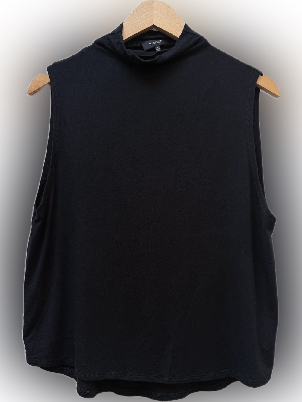 BABATON black mock neck sleeveless top